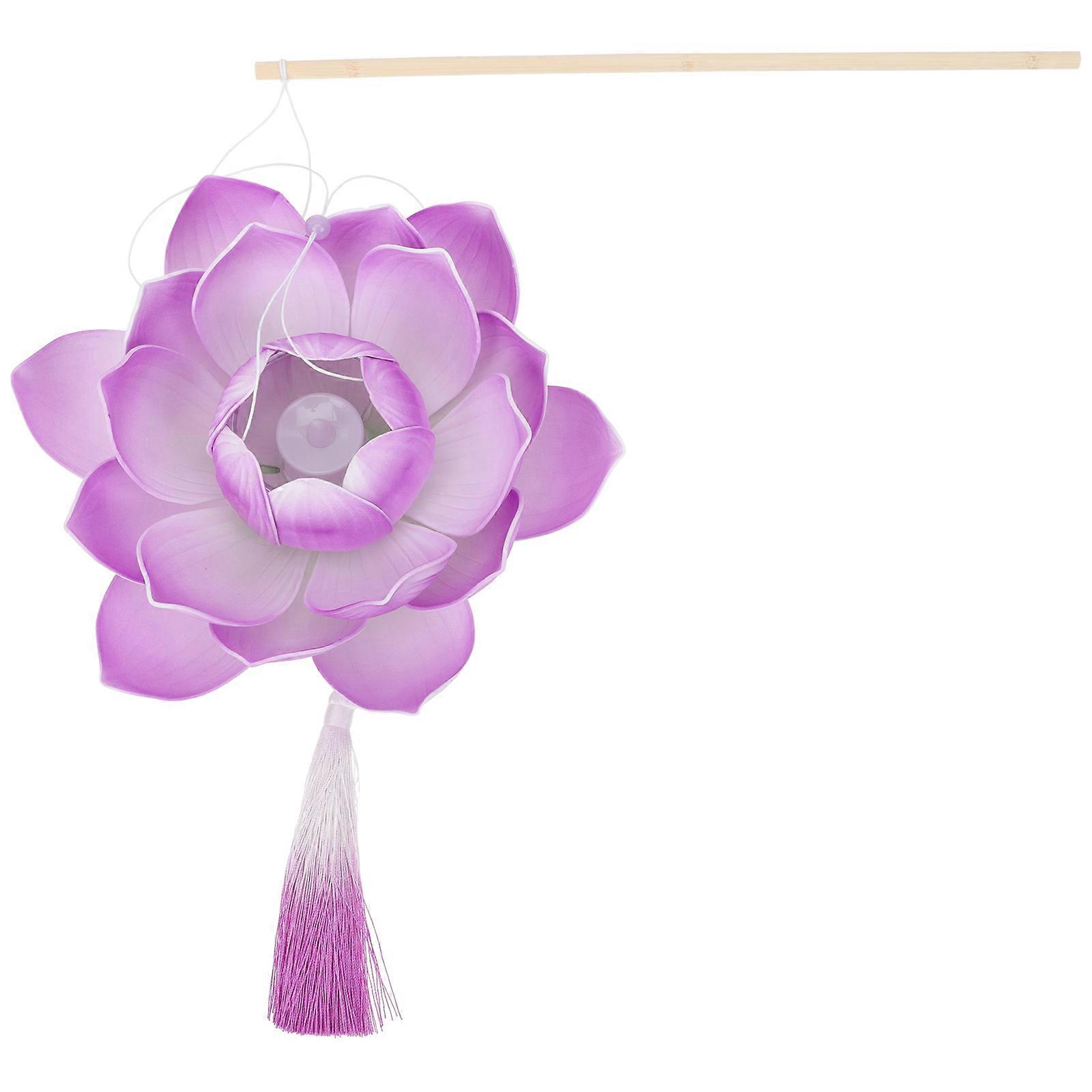 Ancient Style Lotus Lamp for Decor Purple Hand-Held LED Lamp