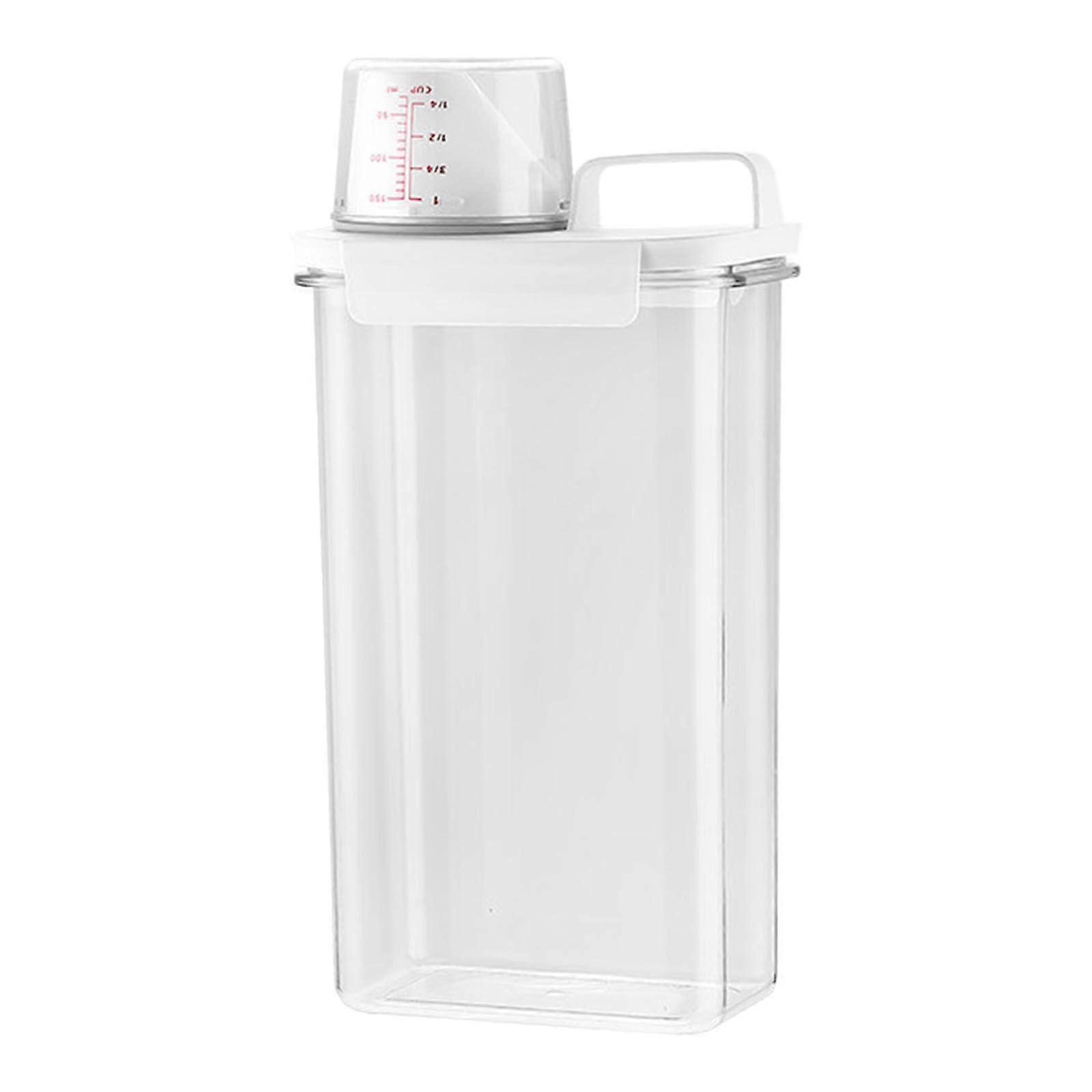 Detergent Dispenser With Measuring Cup, 2.3 L, Storage Box, Washing Powder Container, Cereal And Dry Grain Dispenser