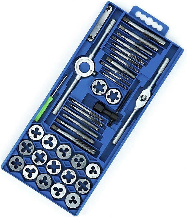 Tap and Die Set, M3-M12 Steel Metric Tap and Die Set with Adjustable Ratchet Wrench, 40 Piece Set Ternel