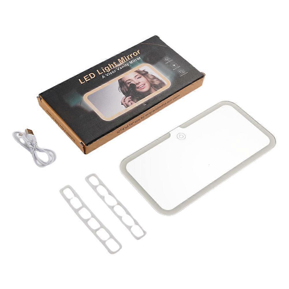 LEDs Car Sun Visor Vanity Mirror Rechargeable Makeup Mirror with 3Light Modes