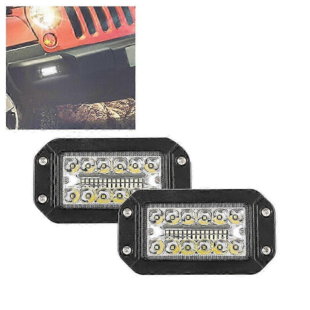 2-Pack 12V 6 Inch Flush Mount LED Work Light Pods with Spot and Flood Beam