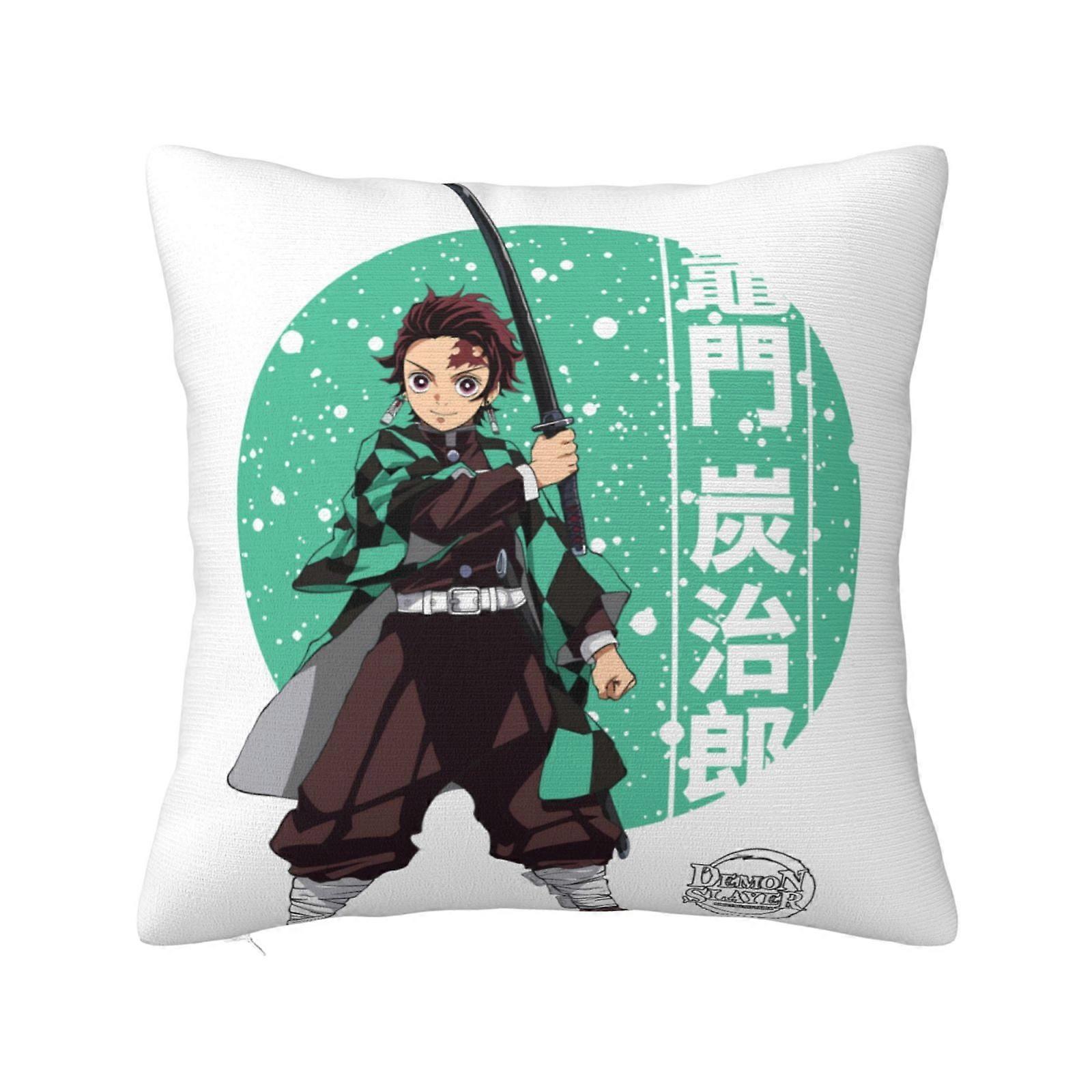 Demon Slayer Kimetsu No Yaiba Super Soft Pillow Case Cover with Zipper for Bedroom, Sofa, Couch,Cozy Fuzzy Pillow Shams for All Seasons Square Pillow