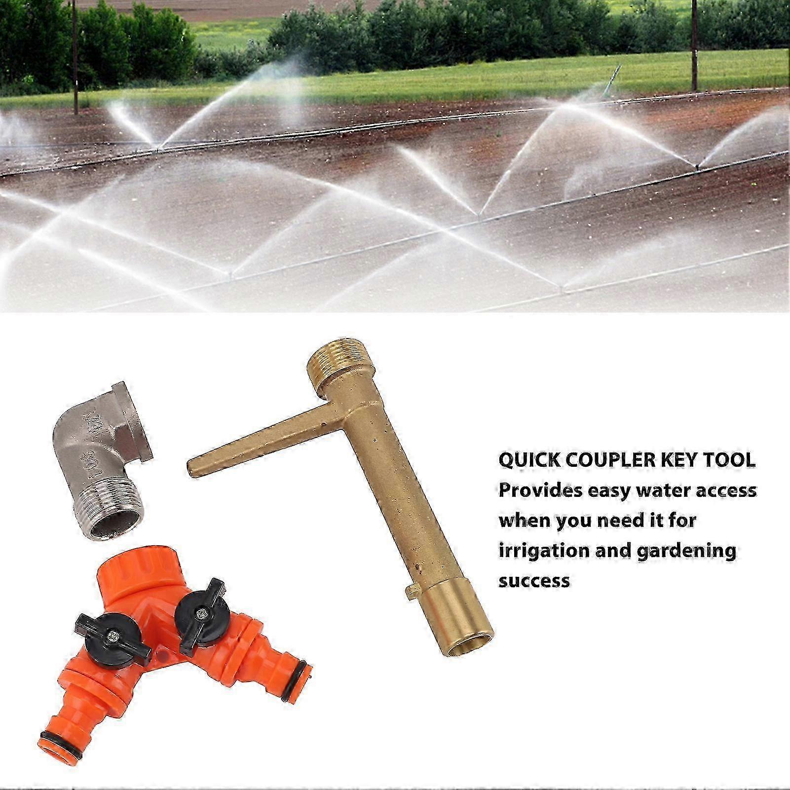 Quick Coupler Valve Key G3/4 Brass with 2 Way Water Hose Splitter Quick Water Intake Valve Key for Garden Irrigation f26 2025