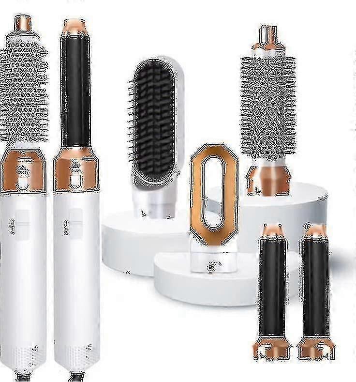 5-in-1ヘアスタイラーエアラップ、ホットエアブラシ、ヘアドライヤー、ストレートヘアアイロンラッパー(ホワイトゴールド)