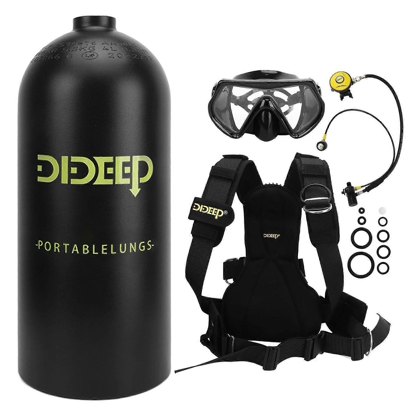 Scuba Tank Kit 3L Portable 30 to 50 Minutes Breathing Mini Oxygen Cylinder for Underwater Exploration Rescue Black Tank