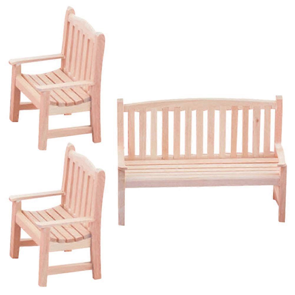 Wooden Doll Furniture Miniature Armchair for Decor 3Sets Doll House Chairs