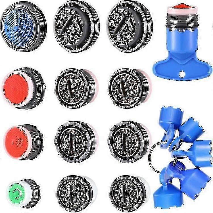 12 Pieces Faucet Aerator Replacement for Sink Aerators and 5 Pieces Faucet Aerator Key Wrenches Removal Tool M 16.5 mm 18.5 mm 21.5 mm 24 mm Tap Aera