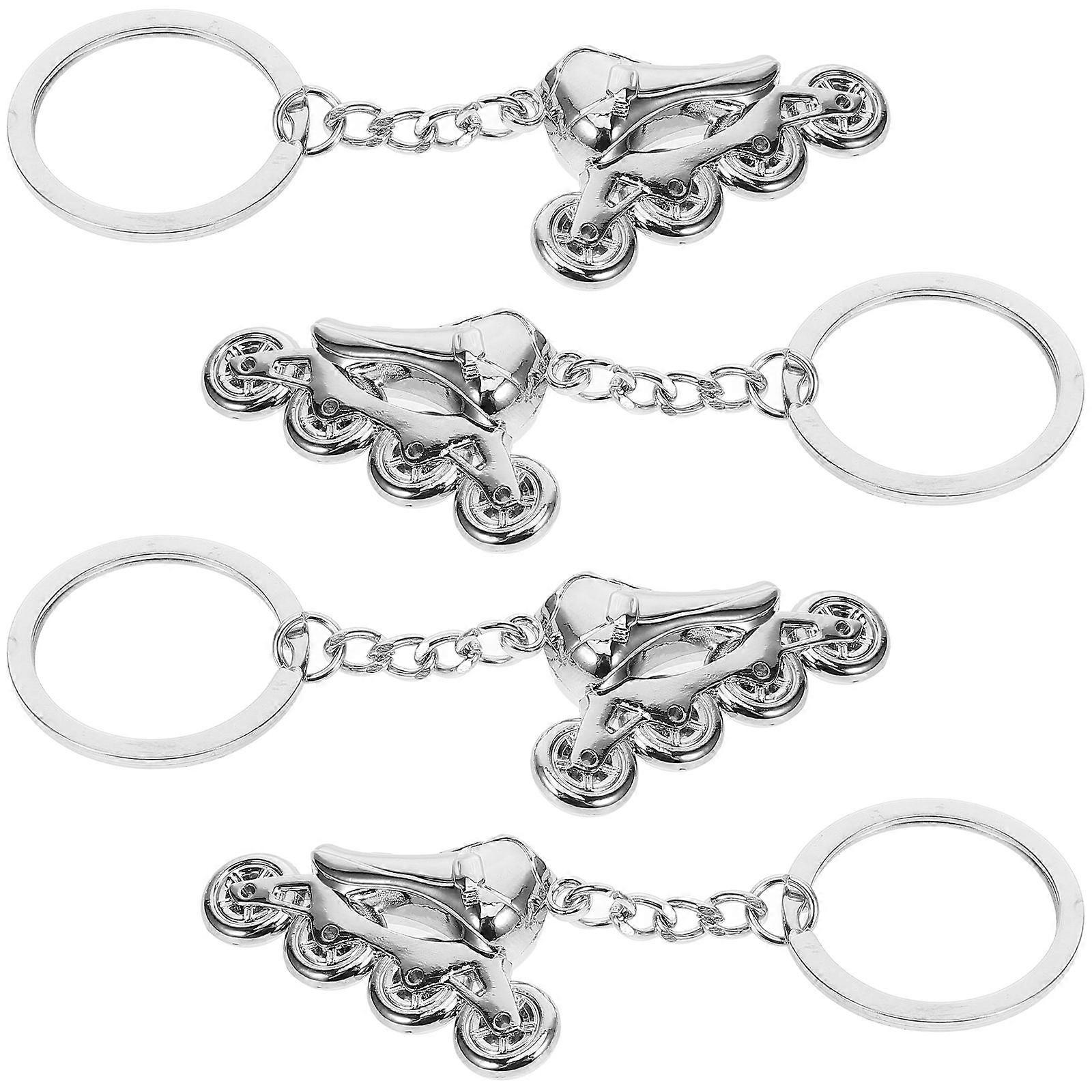 Roller Skate Accessories Keychain 4Pcs Key Decoration For Roller Skating Lovers Compact Design Silver