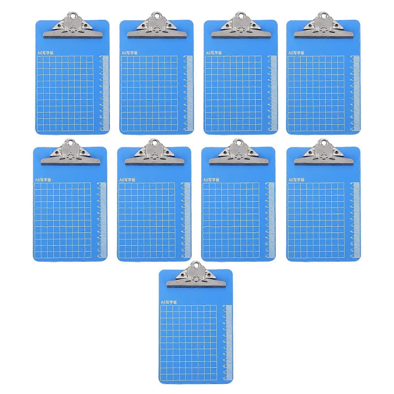 Blue Plastic Clipboards File Holders for Office Use 10Pcs A6 Clip Boards
