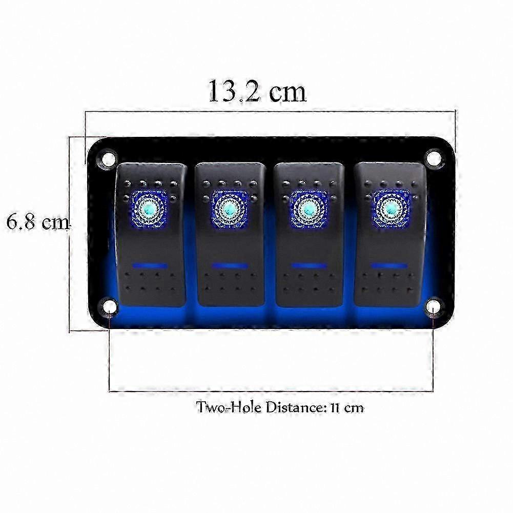Waterproof 4 Gang Rocker Switch Panel - IP65 ON OFF Toggle for Marine RV Automotive Use