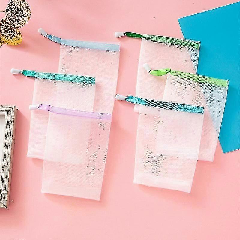 5-Piece Nylon Soap Net Bag Set - Foam Mesh Pouches for UK Bath and Shower Use