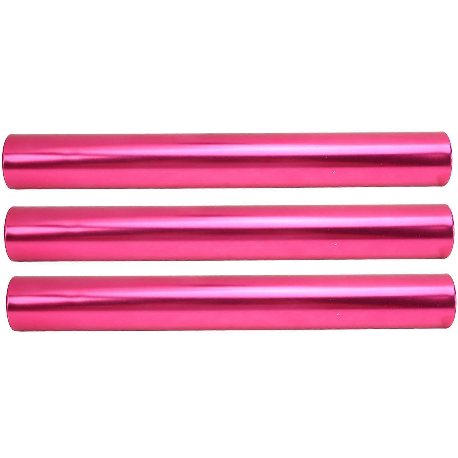 3Pcs Aluminum Alloy Track Field Relay Batons Track Batons Race Equipments for Running Race Team for Outdoor Running Race Student Relay Events Rose Red