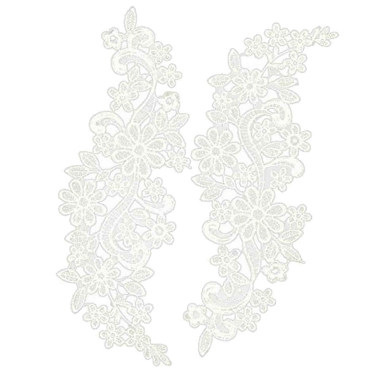 Flower Applique Fringe Pair of Embroidered Flower Lace Trim for Sewing