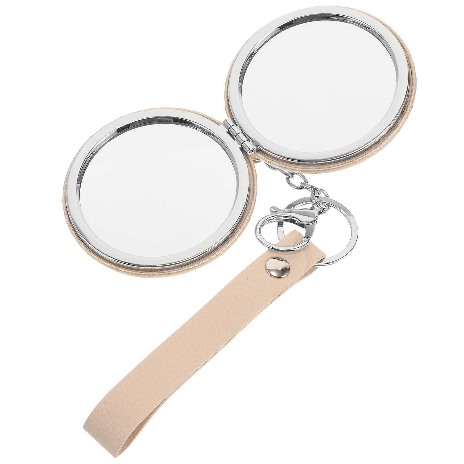 Mini Vanity Mirror Folding Double-Side Portable 2Pcs Keychain Pendant