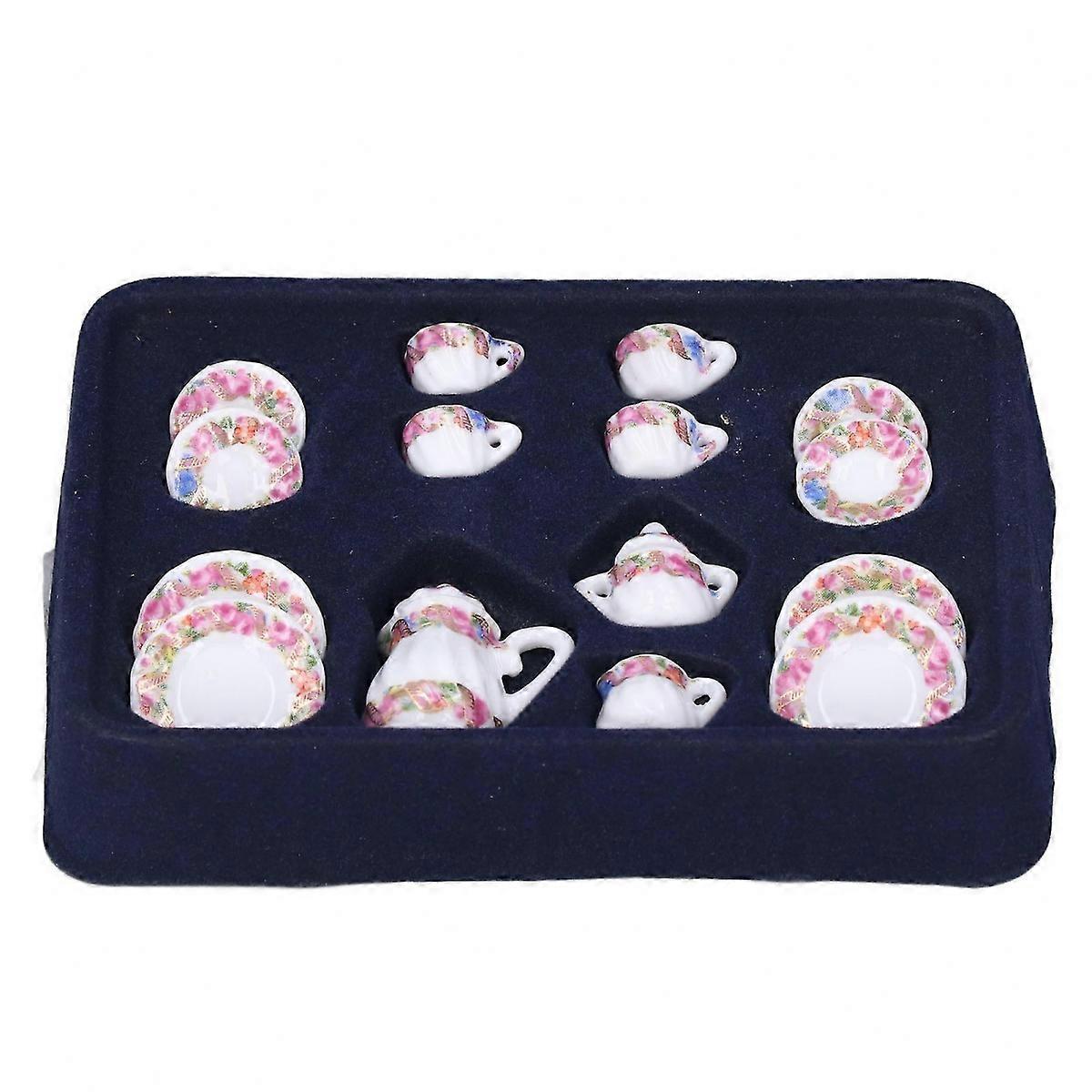 Mini Tea Set Model 1:12 Simulation Life Scene Ceramic Material Textured Odorless Miniature Dollhouse Accessories