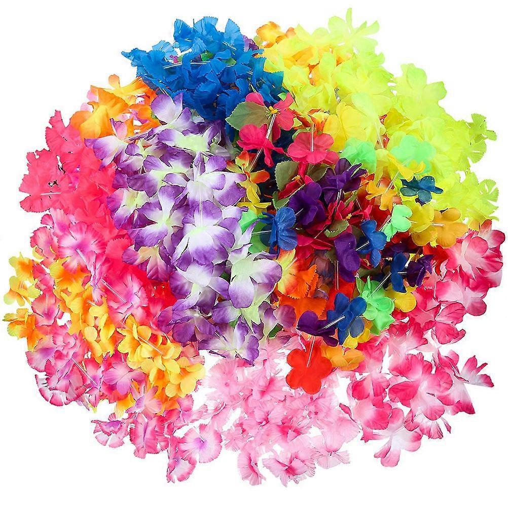 Hawaiian Leis Fabric Necklace for 72Pcs Tropical Luau Party Use