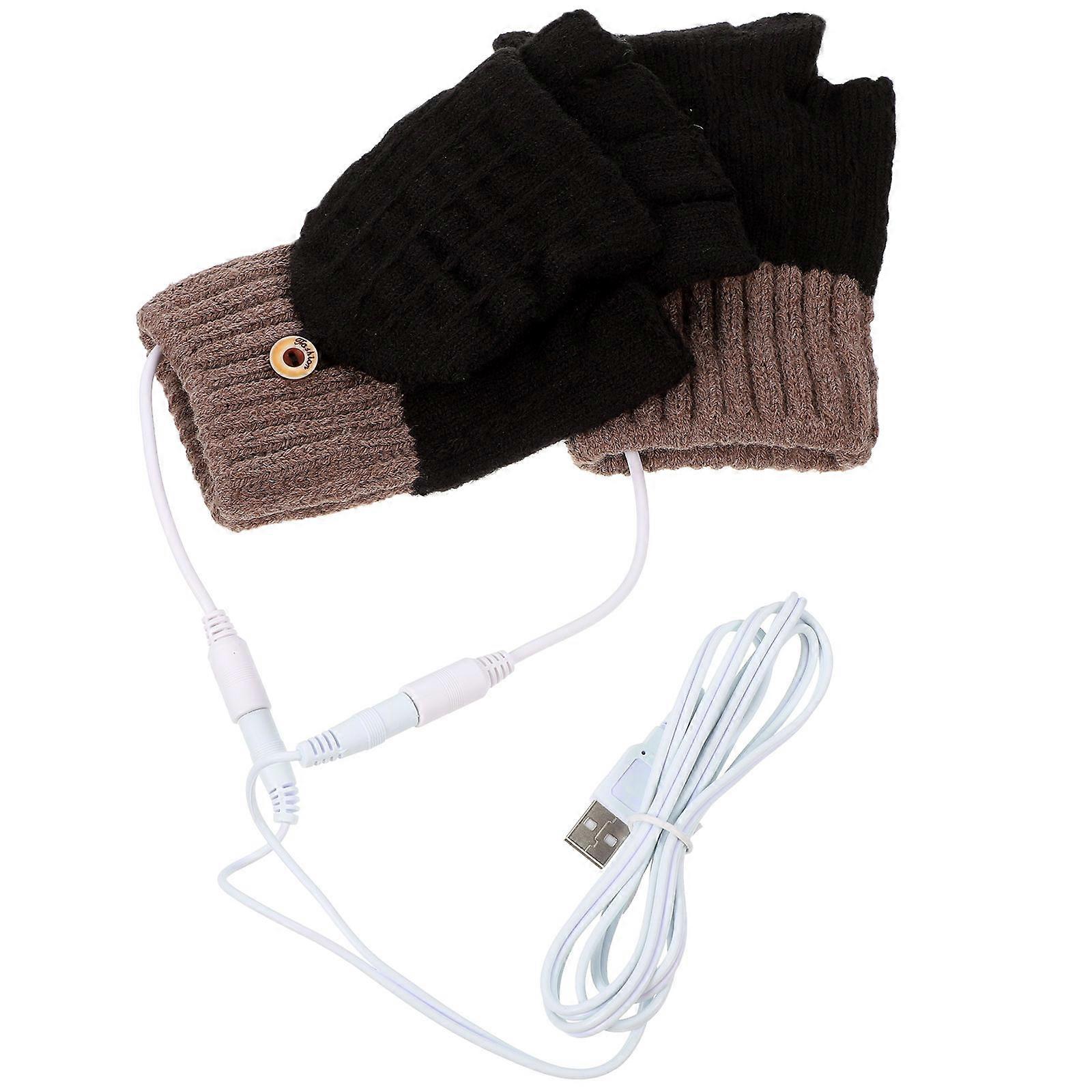 USB Heated Gloves Thermal Mitts for Warm Keeping 2Pairs Half-Finger