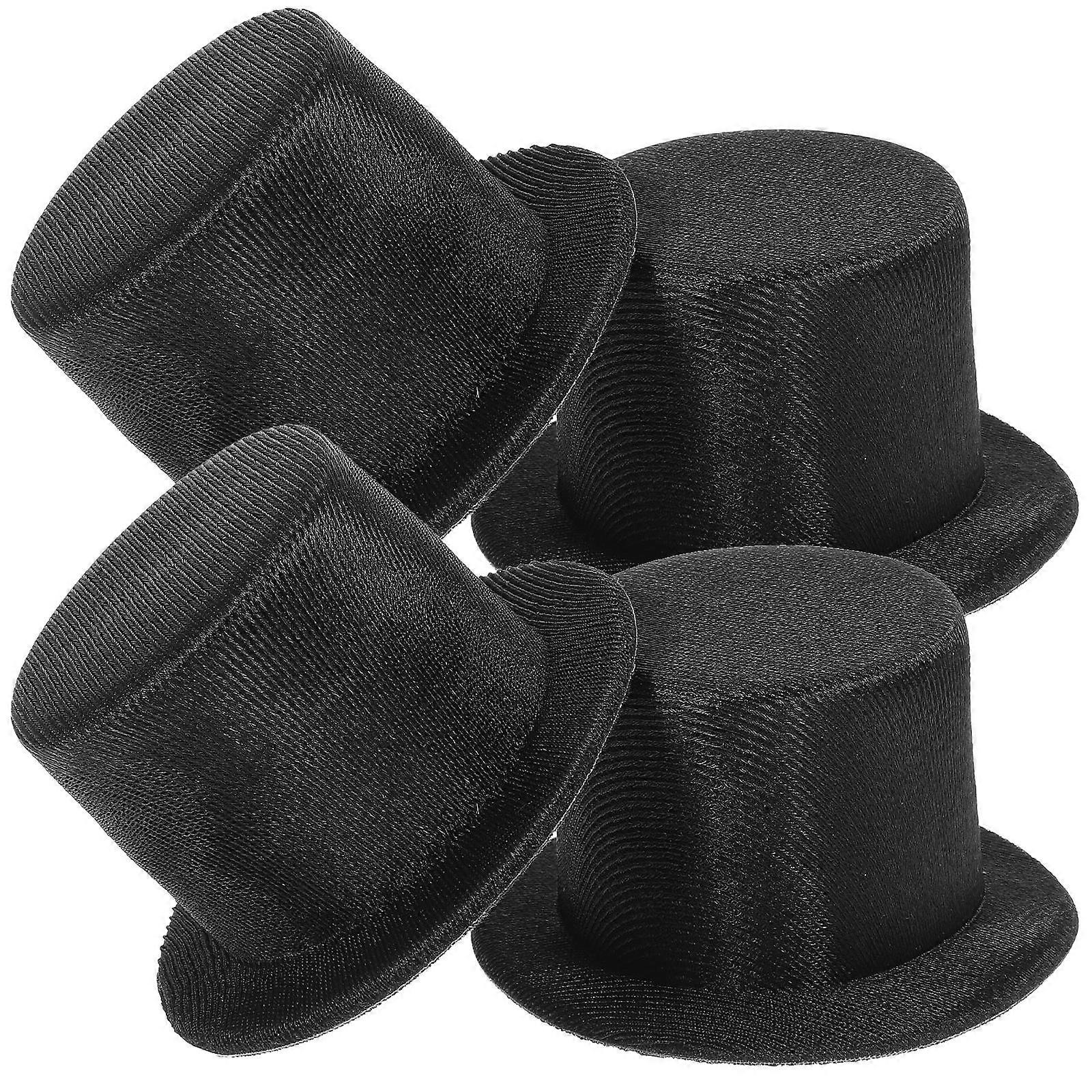 Mini Cylinder Hat Small Top Hat for Decor 16Pcs Black Cloth Caps