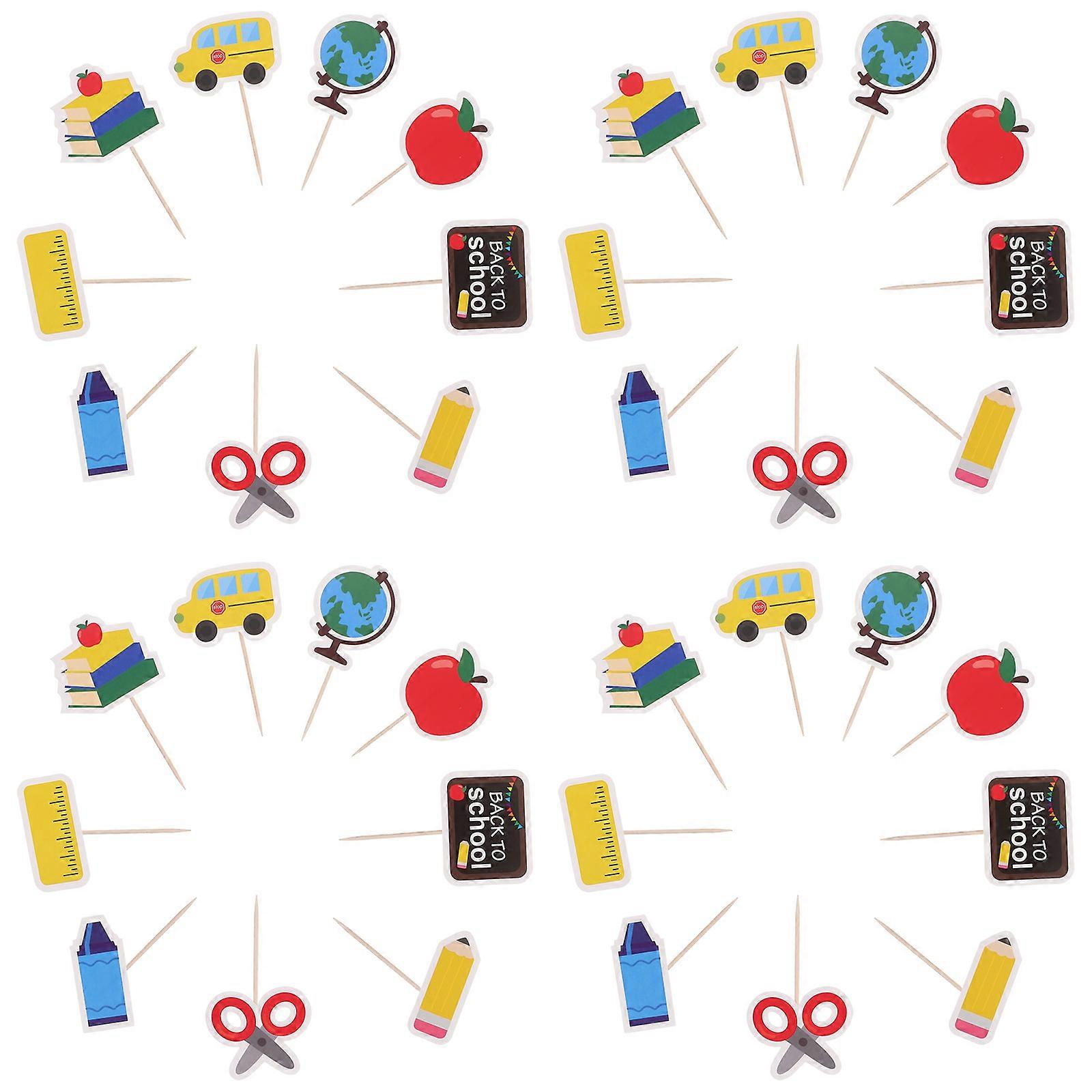 Elementary School Cake Topper Assorted Color 9X5.5X0.2CM for Celebrations 36Pcs