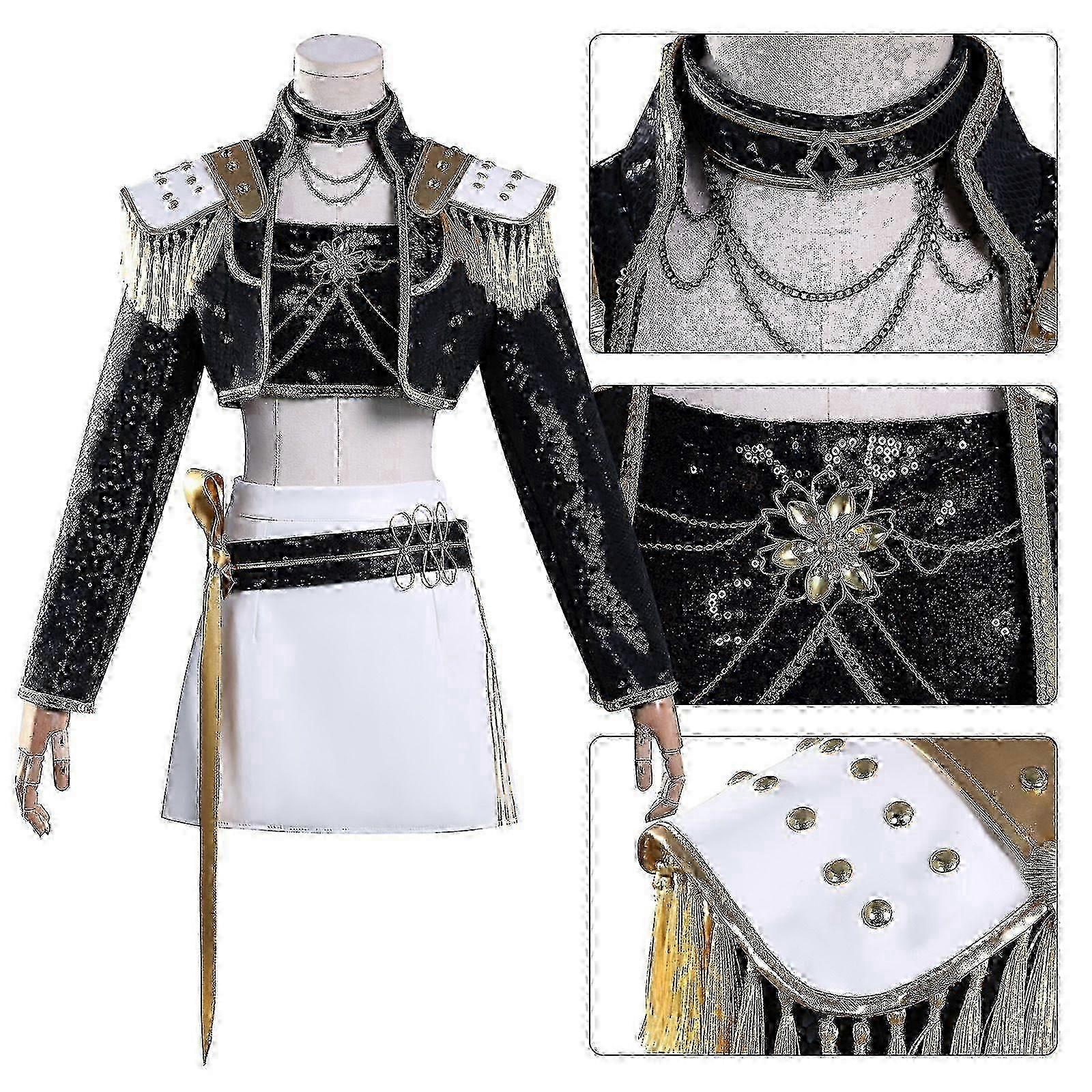 KPop デーモンハンターズミラコスプレコスチュームセットハロウィンパーティーファンシードレスレディースブラック