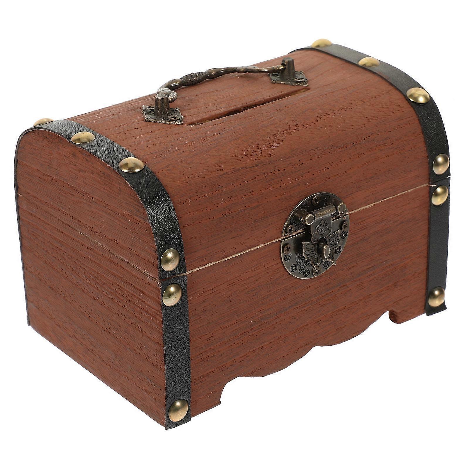 Retro Wooden Money Jar Storage Box for Coins 4Pcs Multi-Purpose