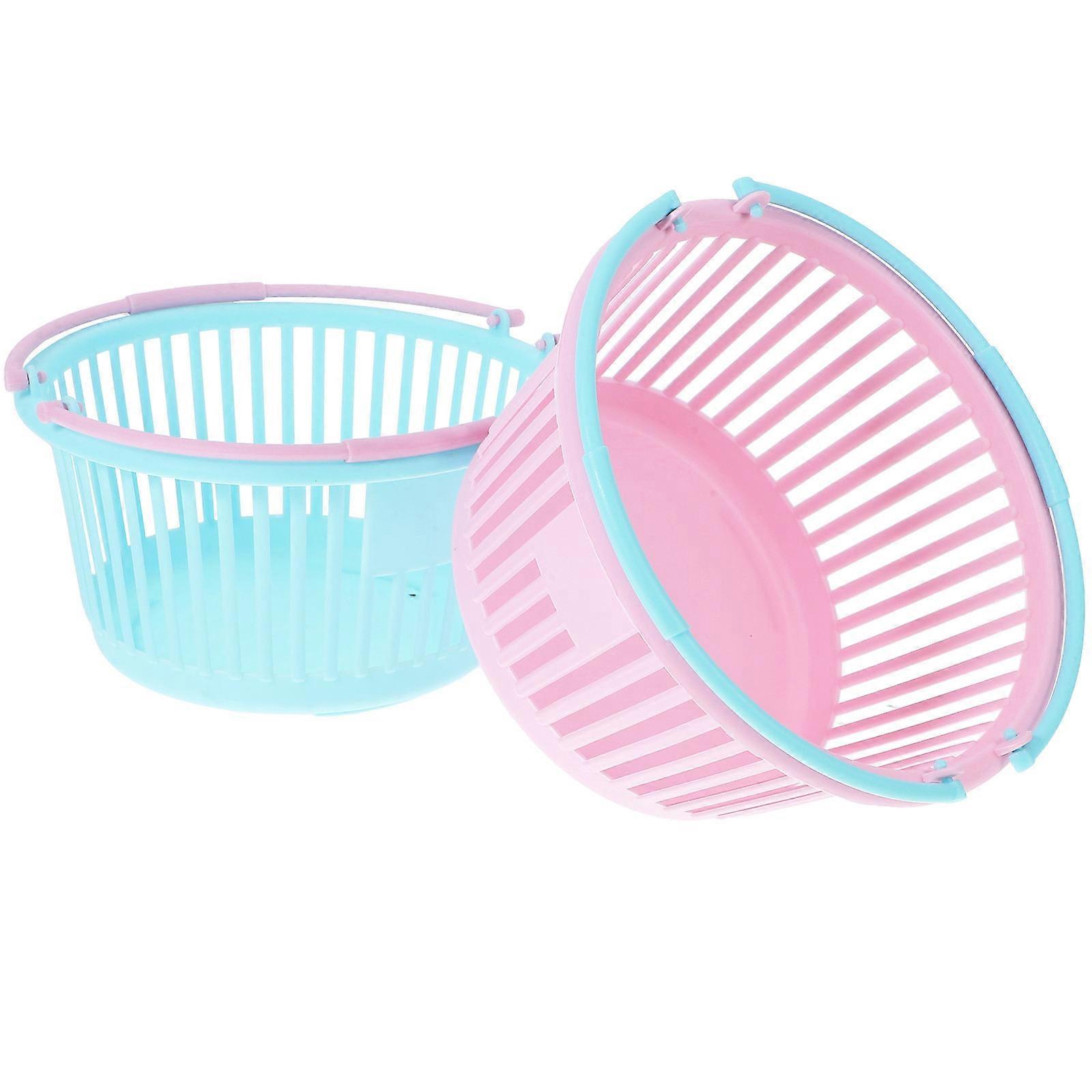 Assorted Color Plastic Basket with Handle for Bathroom Storage 6Pcs