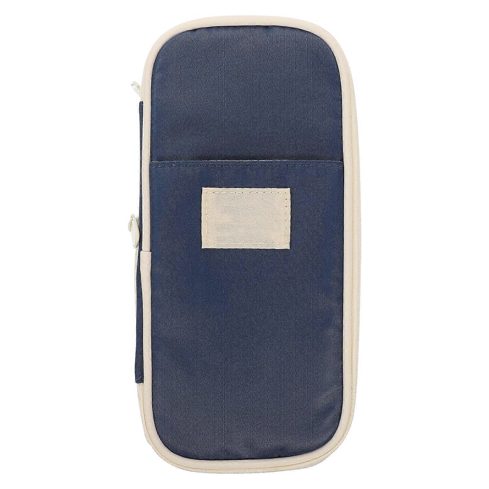 Stationery Organizer Multi Layer Usage for Students 5Pcs Dark Blue Pencil Bag