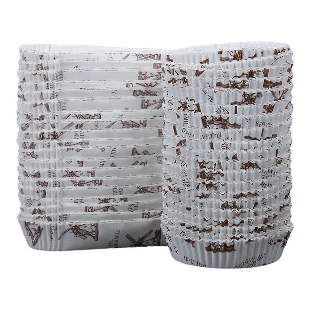 Cupcake Case 200Pcs Round Shape Windmill Design White Certified Material for Baking