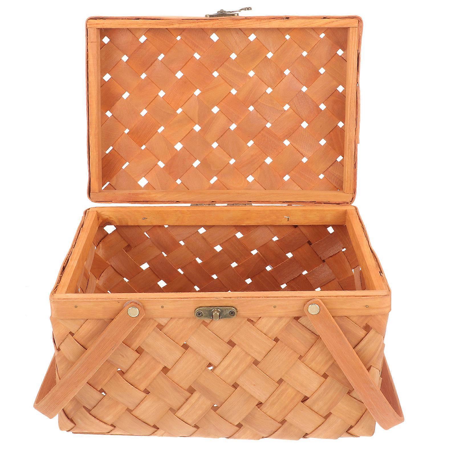 Storage Basket for Fruits and Vegetables with Lid for Indoor and Outdoor Use in Orange 1Set