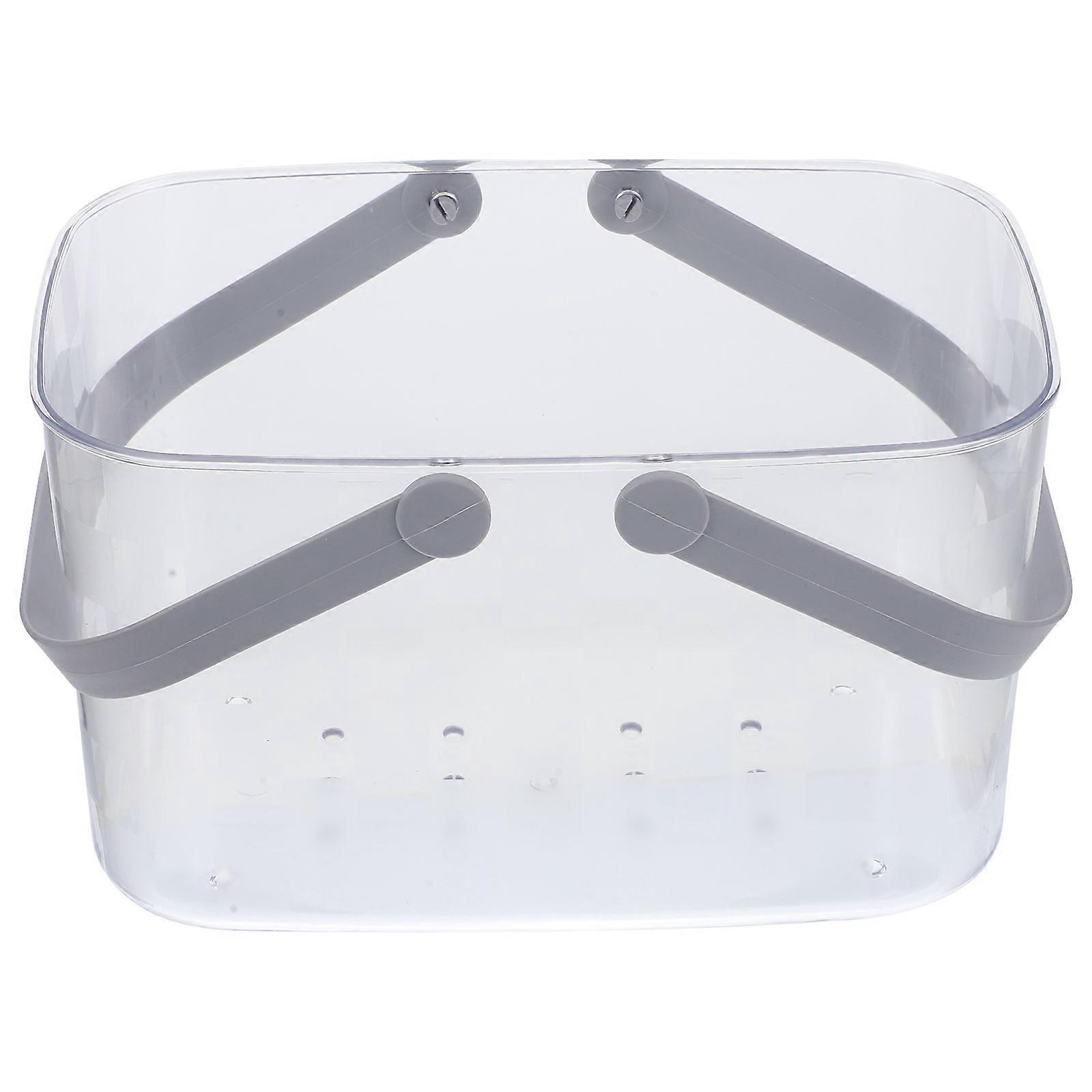 Large Capacity Toiletries Storage Basket For Bathroom Use With Sturdy Handles 1Pack Transparent Color