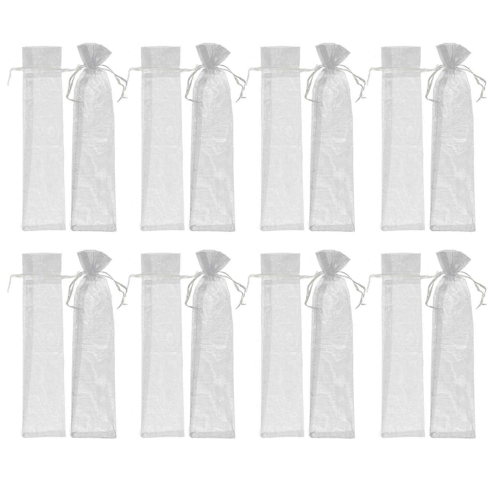 Silver Organza Drawstring Gift Bags for Storage Use 60Pcs Set