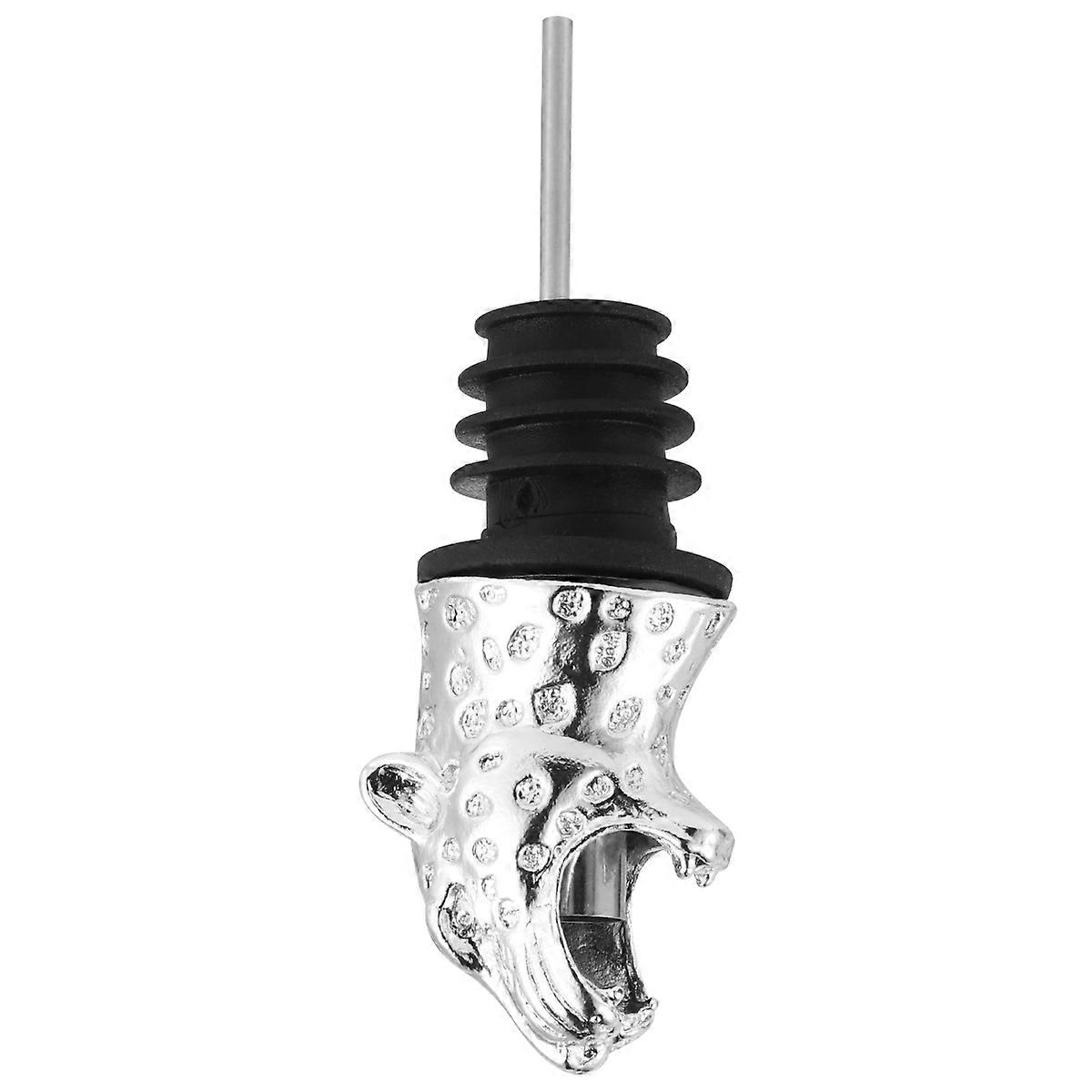 Silver Alloy Leopard Head Shape Pourer for Party Use