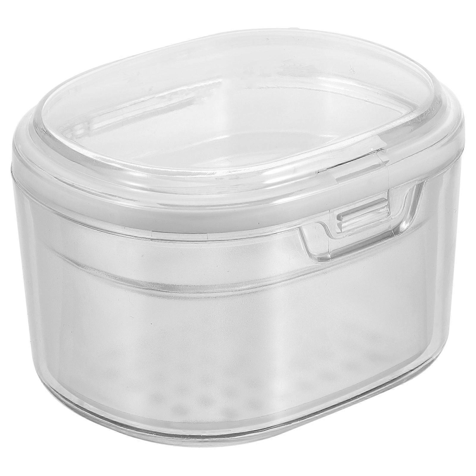 Denture Holder with Drain Shelf False Tooth Box for Convenient Storage 4Pcs