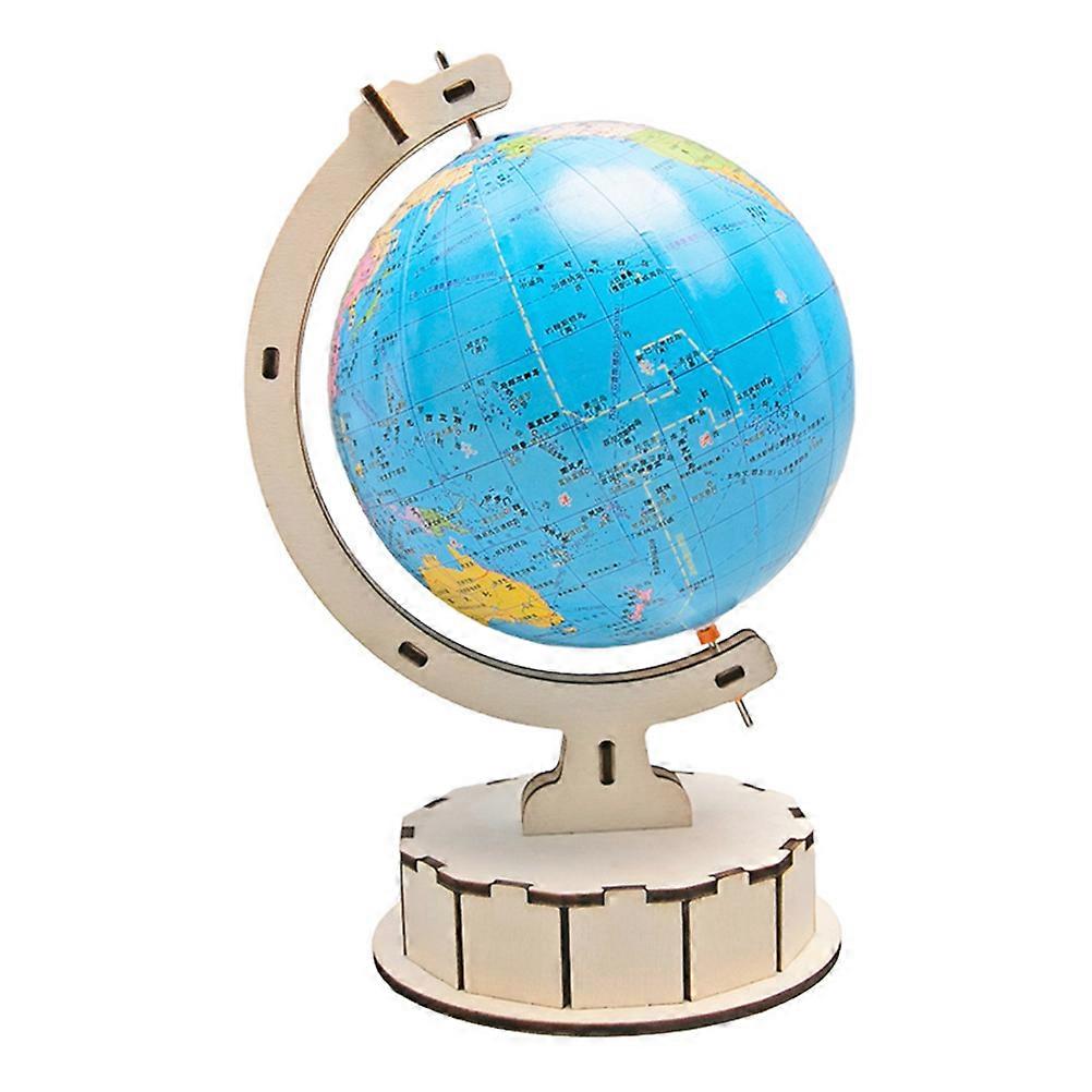 Learning DIY Earth Globe Wooden Model for School Use 3Pcs Kit