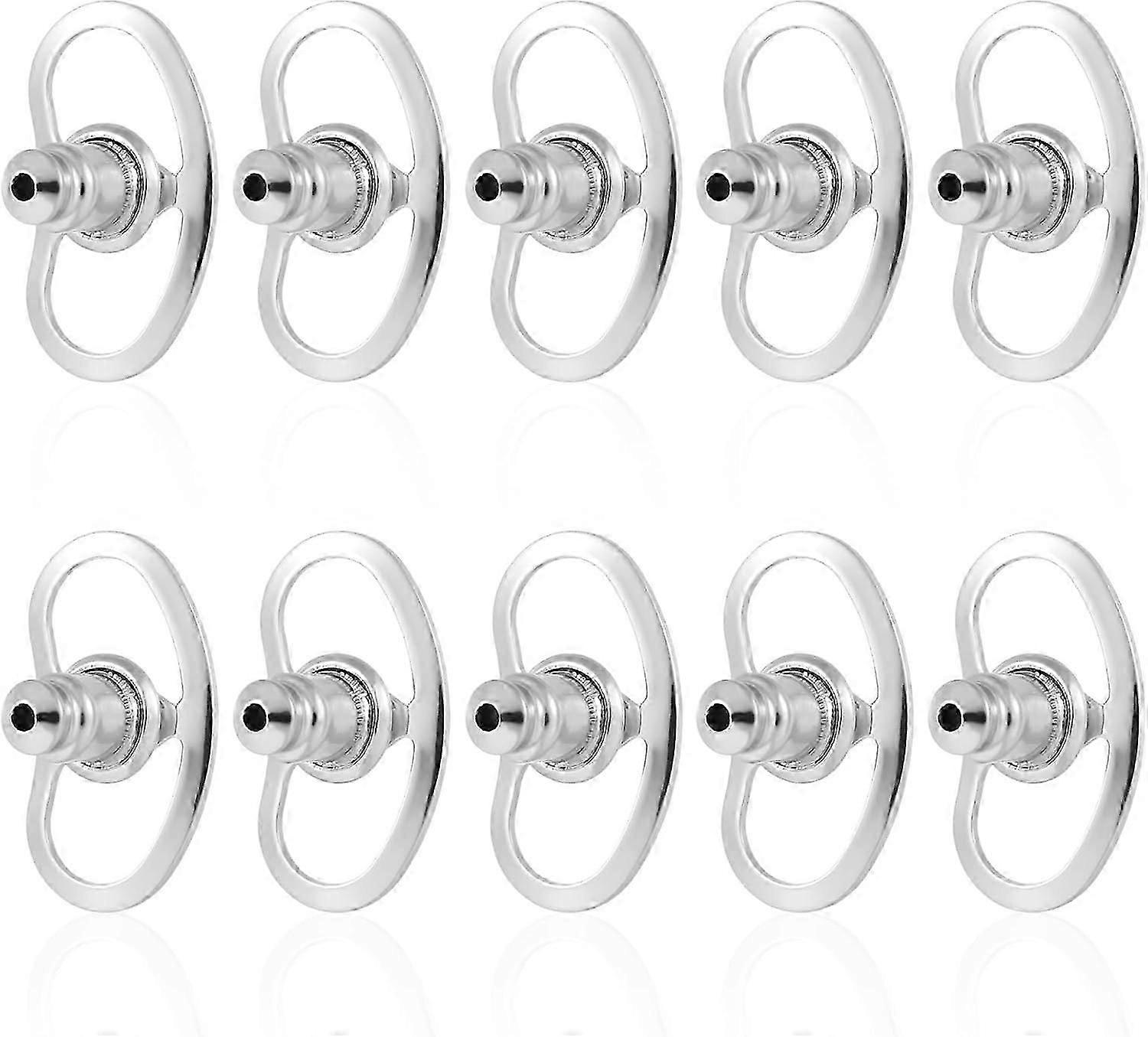 10 Pieces Ear Backs for Drop Ears, Pig Nose Earring Backs, Replacement Earring Lifter Backs, Locking Earring Backs for Stud Heavy Earrings (Silver)