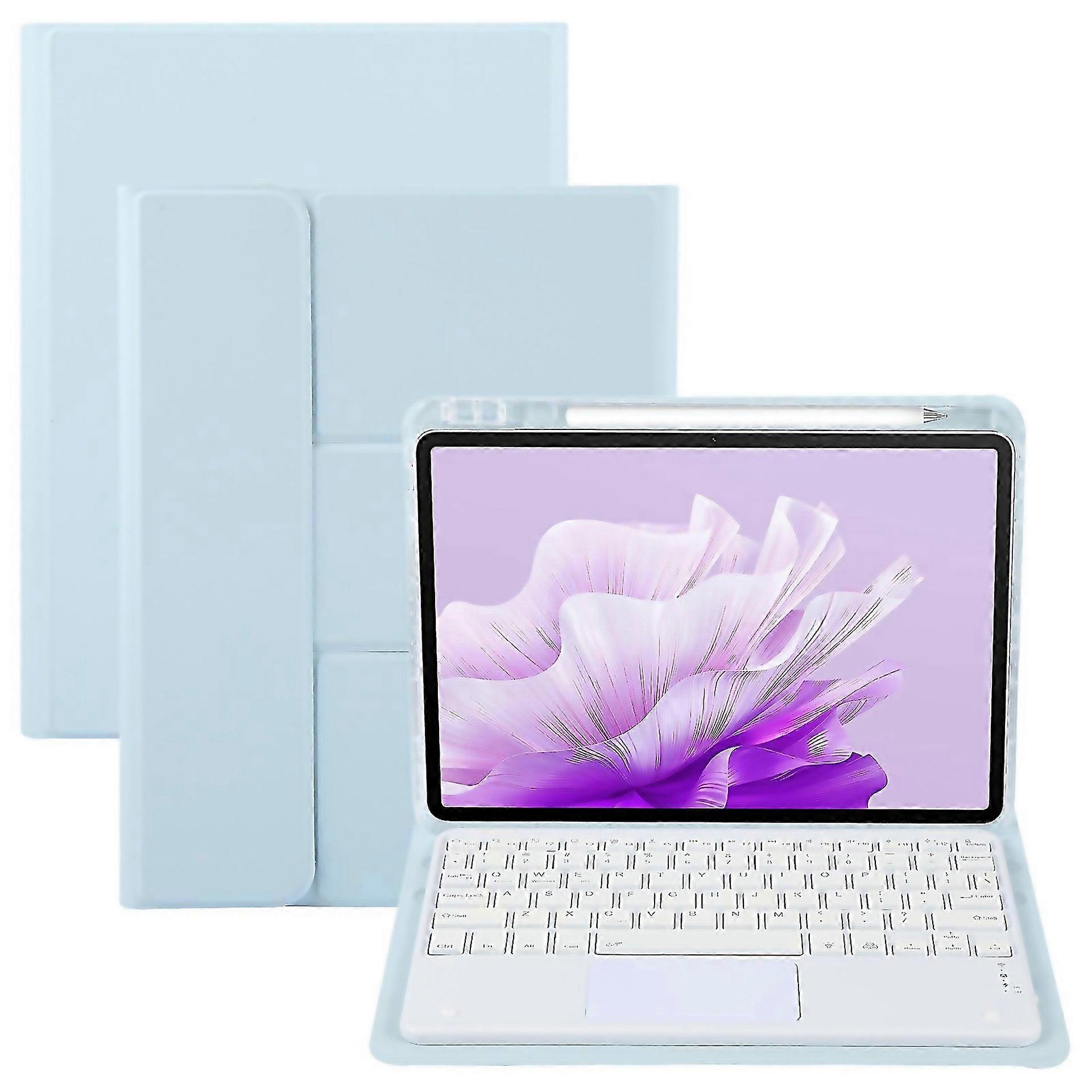 For Square Button Bluetooth Keyboard Rotatable Holder Leather Case With Touchpad