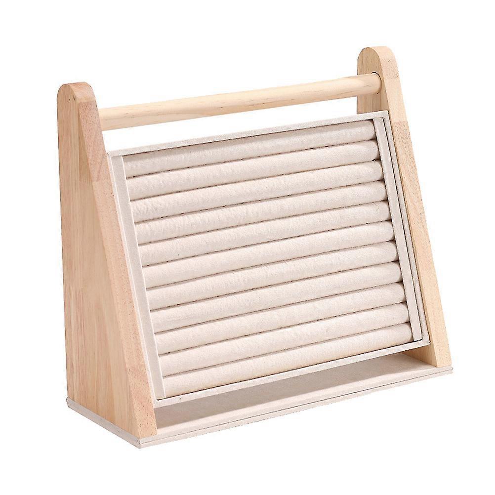 Sloped Ring Holder Solid Wood Jewelry Storage Display Rack for 1Pcs Beige