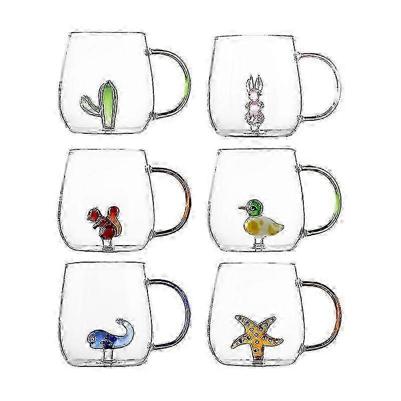 Glass Cup With Embedded Little Whale Handle Cup Transparent Glass Home Coffee Party