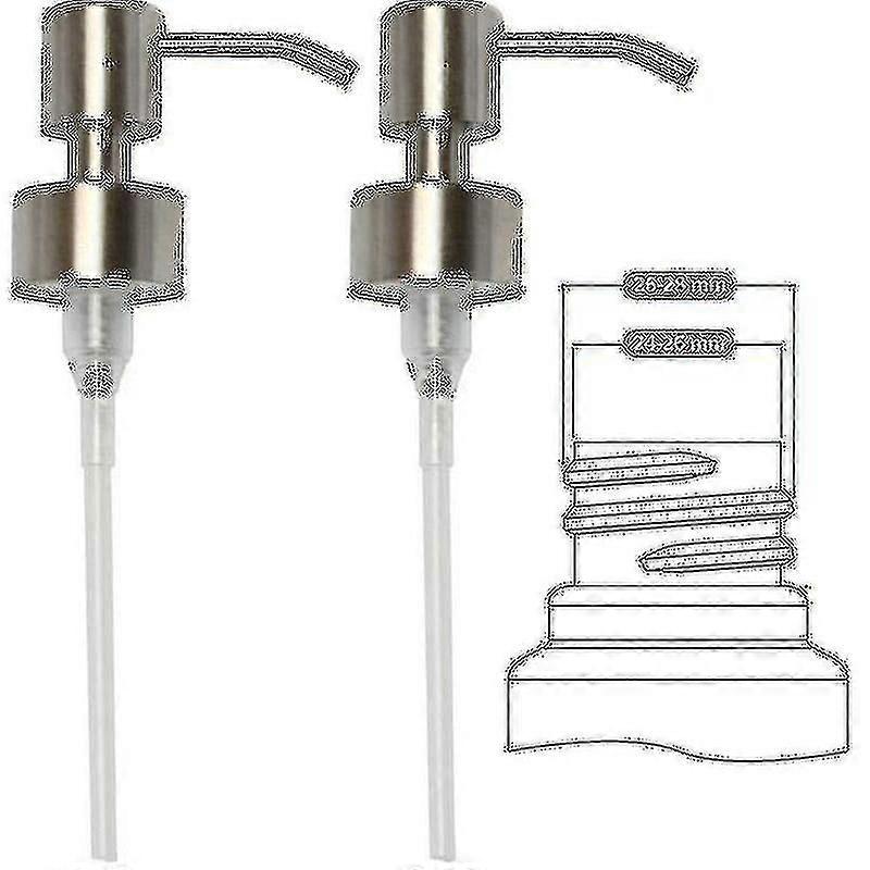 Hgbd- 液体ソープディスペンサー用スペアポンプ - ステンレススチール、ステンレススチールブラシ仕上げ、2個 - 28mm