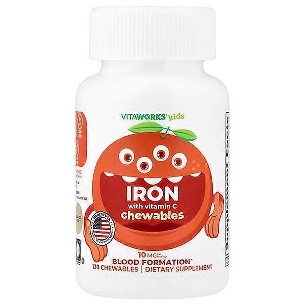 VitaWorks, Kids, Iron With Vitamin C Chewables, Orange, 120 Chewables