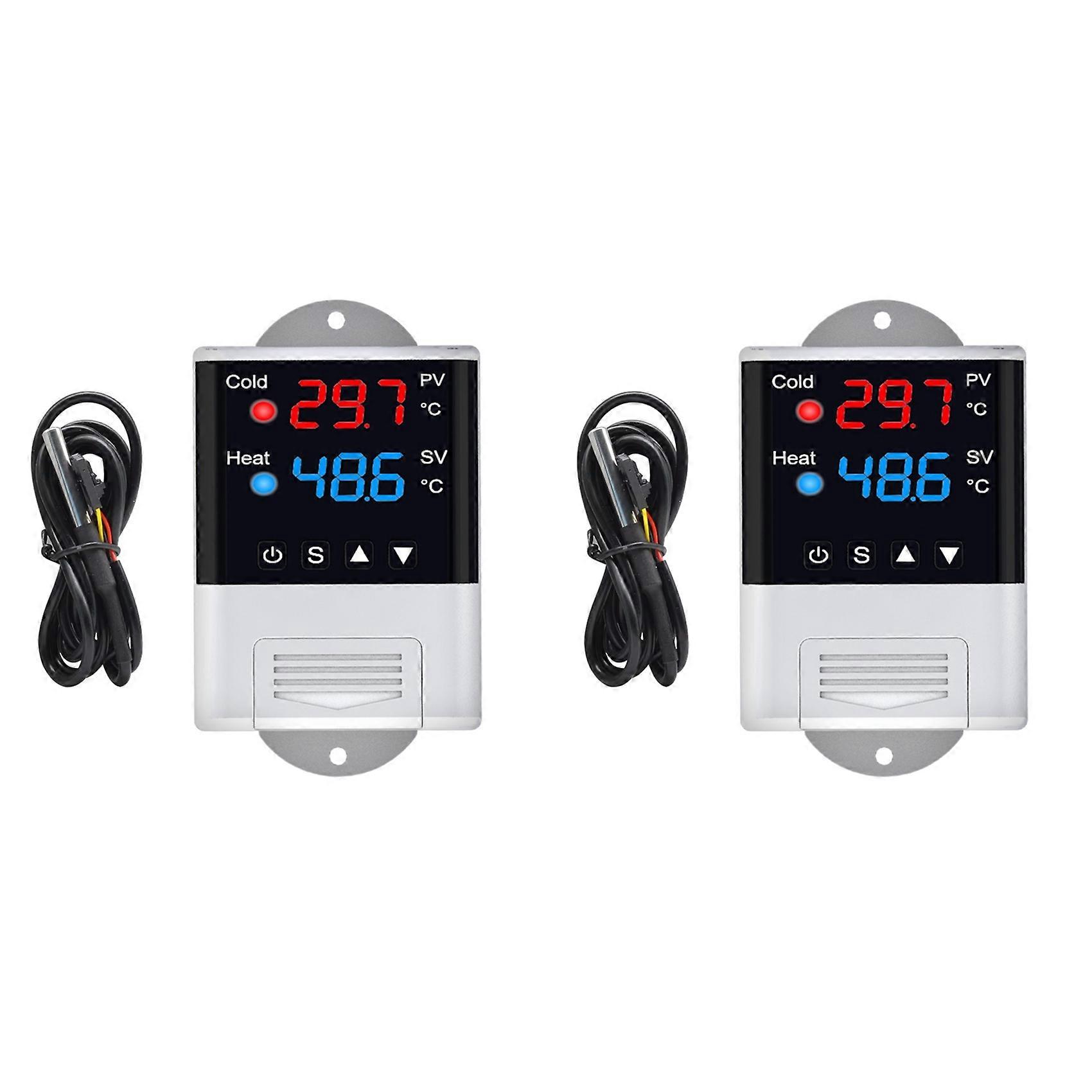 2X DTC2210 Wireless WiFi Temperature Controller Aquarium Thermostat with DS18B20 Sensor APP Control for Smart Home