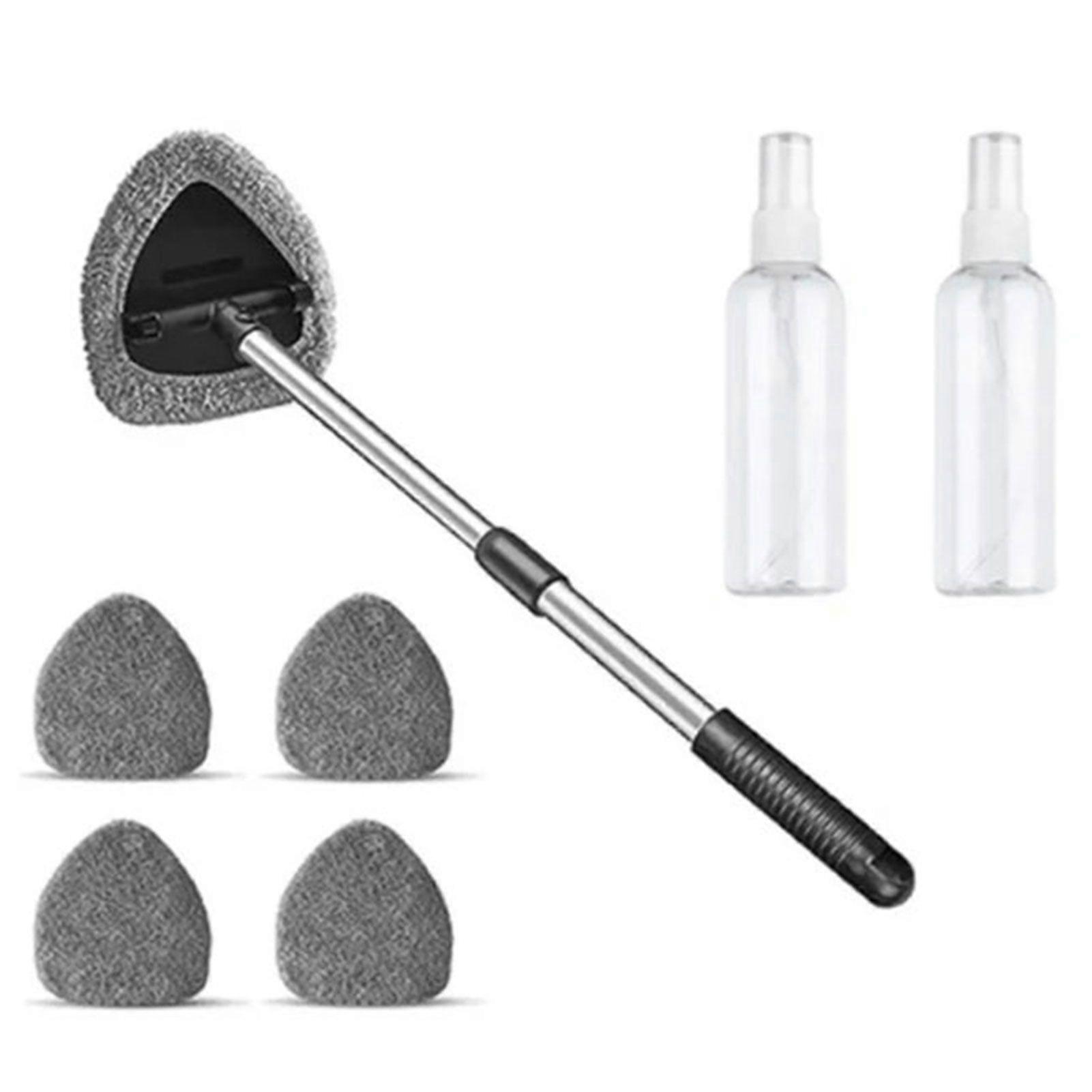 Car Windshield Cleaning Tool Set with 5 Reusable Microfiber Pads Car Window Cleaner Extendable Long Handle for SUVs Trucks