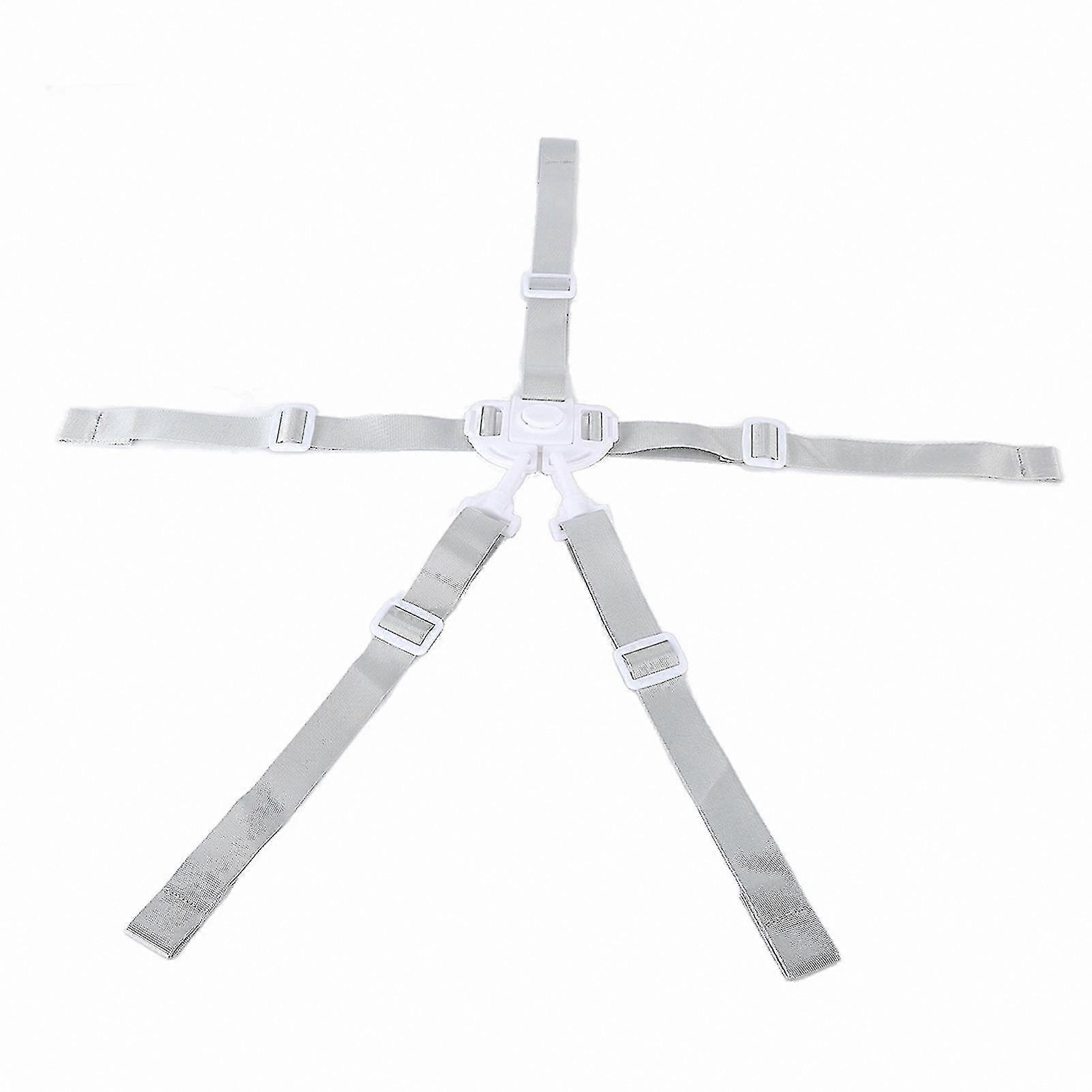 Adjustable 5-Point Safety Harness for High Chairs and Strollers, White Buckle Strap