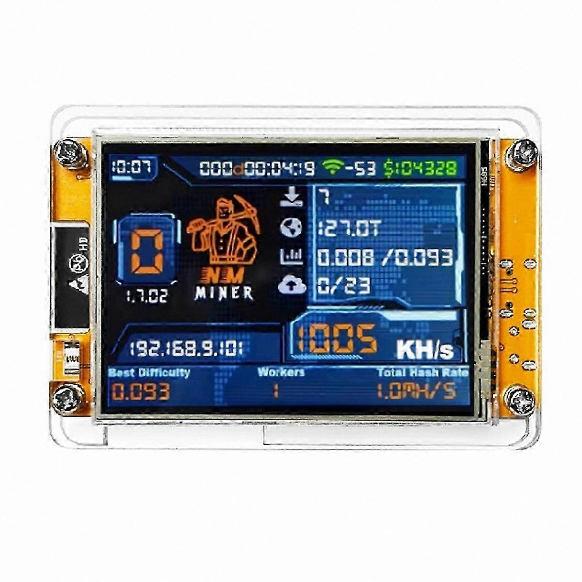 ESP32 Crypto Miner with 2.8" Smart Display, 1000KH/s Hashrate for Bitcoin Solo Operations