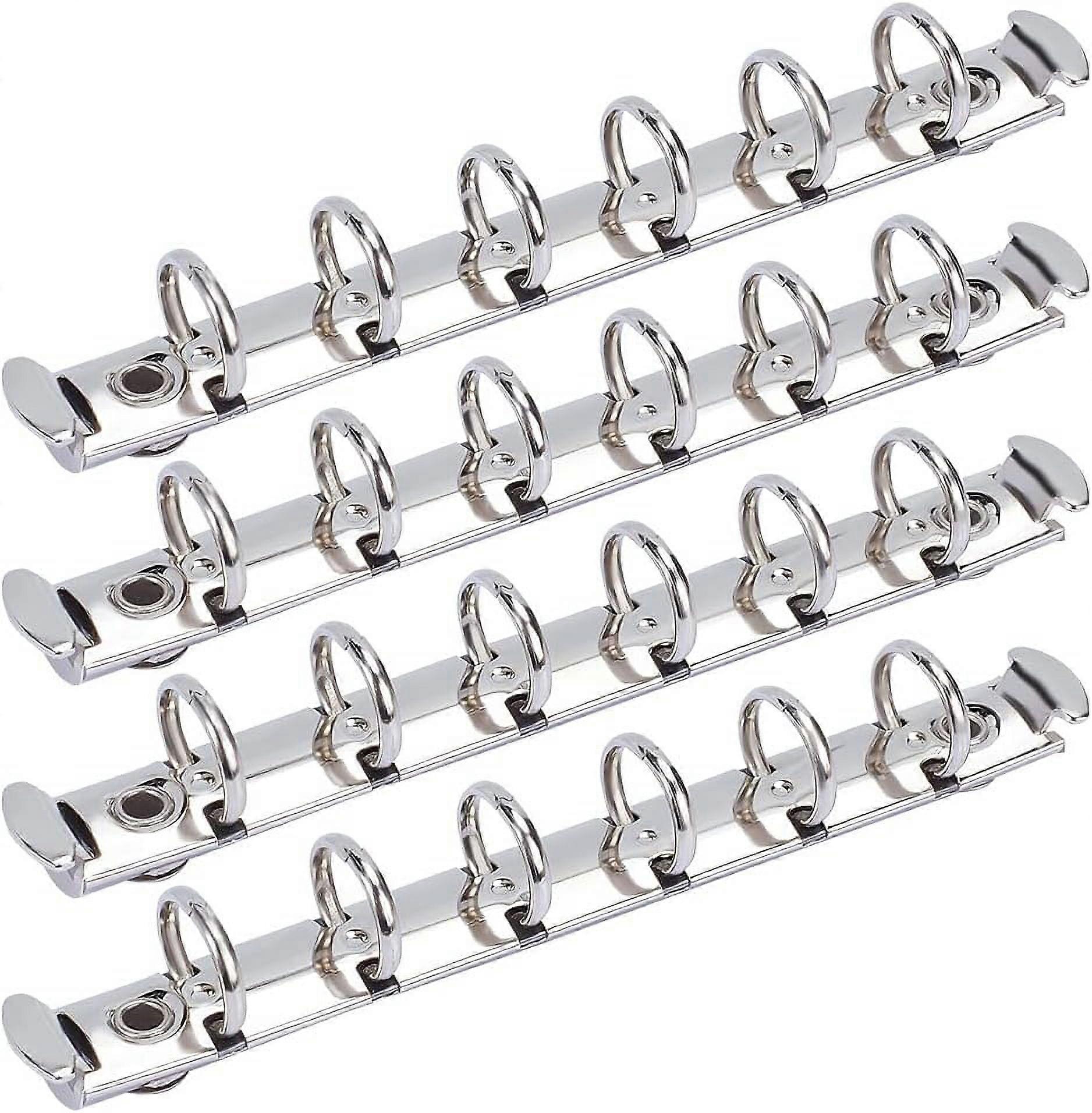 4pcs A6 Notebook 6-Ring Binder Mechanism Holes 0.59inch Metal Loose Leaf Binders Spines Combs for Binder Planner Folder Planner Accessories