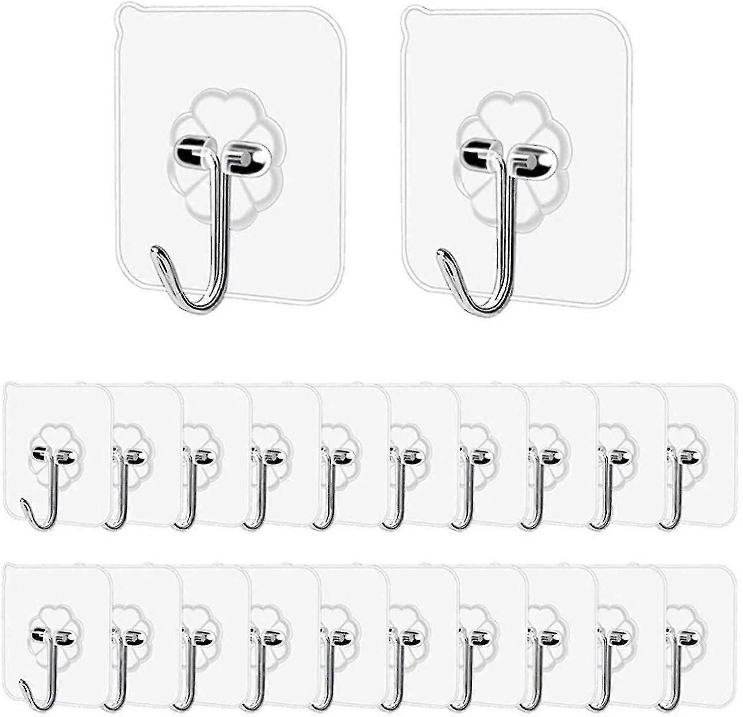 Wall Hooks 15kg(max) Heavy Duty Self Adhesive Hooks 20 Pack,waterproof