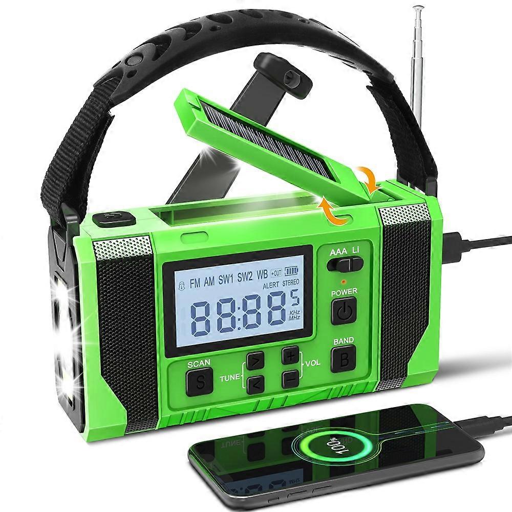 EGR-168-WB LCD Display Solar Powered Hand Crank AM / FM Radio SOS Alarm 10000mAh Power Bank with LED Flashlight
