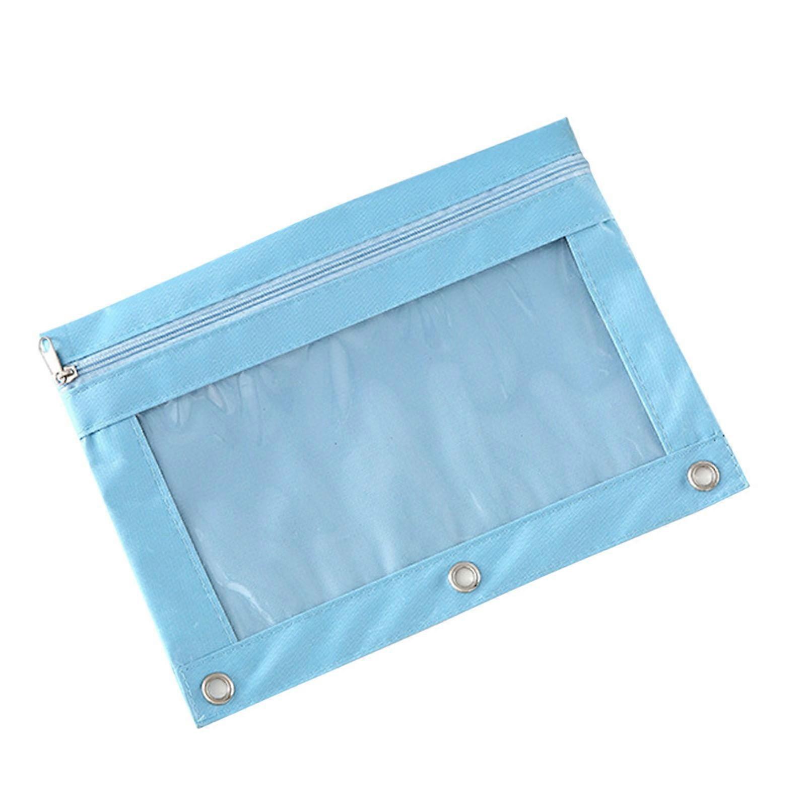XIUH Tool Series Pencil Case with Transparent Window Stationery Bag Binder Classroom Storage Bag (Light blue)