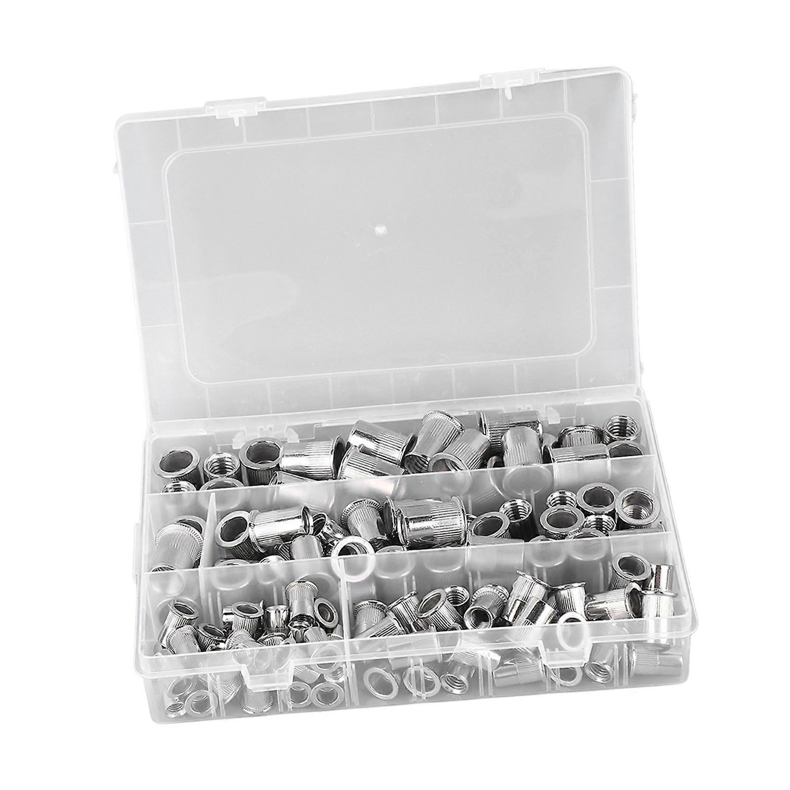 120Pcs Rivet Nut 304 Kit d’assortiment d’écrou d’écrou d’insertion moleté fileté en acier inoxydable M6 M8 M10 M12