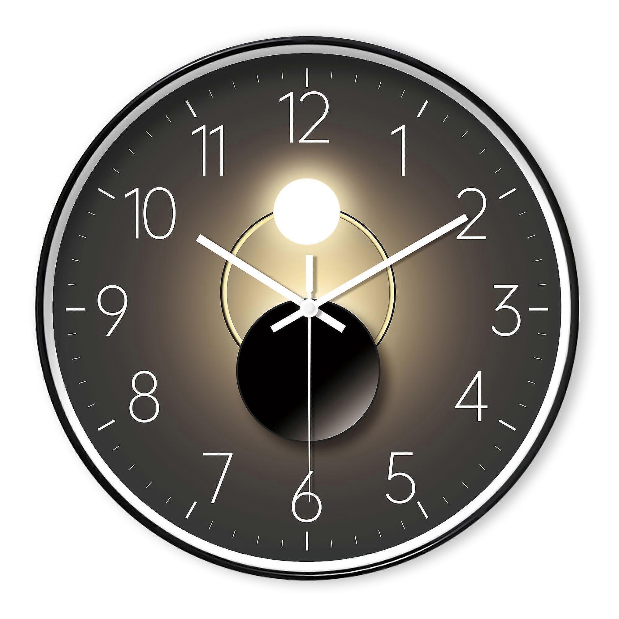 1pc round plastic wall clock, stylish simple shadow design wall clock, battery powered non-ticking analog silent clock, suitable